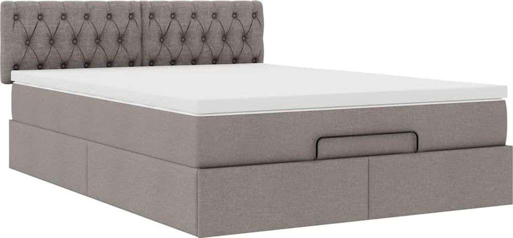 Ottoman-Bett mit Matratze Taupe 140x200 cm Stoff