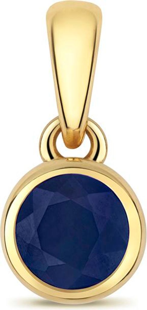 Funkelndes Feuer Klassischer 9 Karat (375) Gold Damen - Anhänger mit Saphir; TRS34974