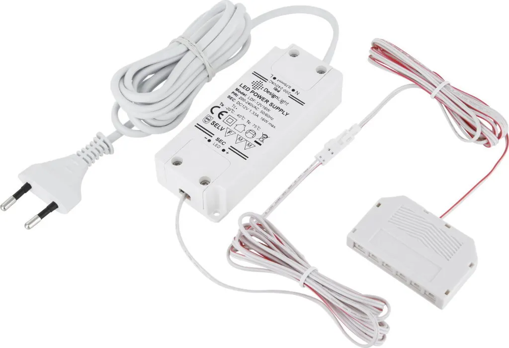 Adaptateur 12V pour 6 spots LED 16W avec connecteur MINI-AMP blanc