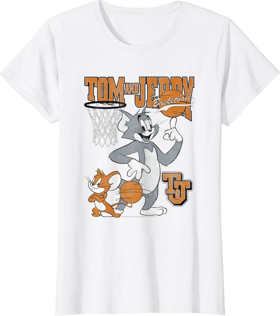 Tom and Jerry - "Spinning Basketball" T-Shirt für Damen BI778 (M) (Weiß)