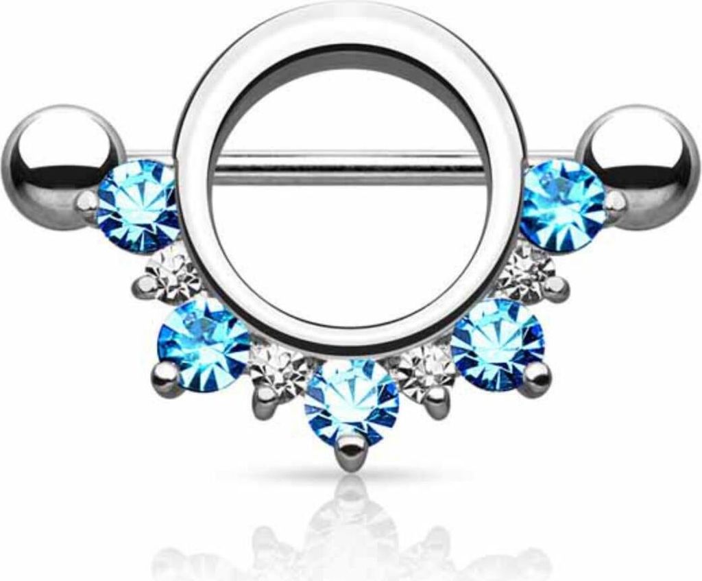 Brustwarzenpiercing Schild Nippelpiercing mit Zirkonia Produktbild 