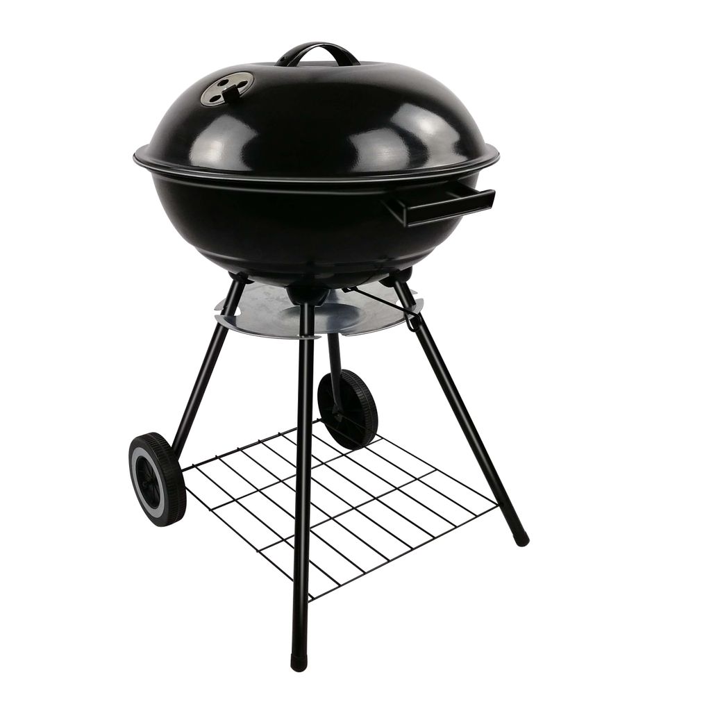 A black charcoal grill on a white background.
