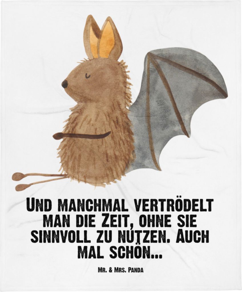 Mr. & Mrs. Panda Plaid Fledermaus Sitzen - Weiß - Geschenk, Kinderwagendecke, Fleecedecke, Erstlingsdecke, Motivation, Fledermäuse, Kinderdecke, ...
