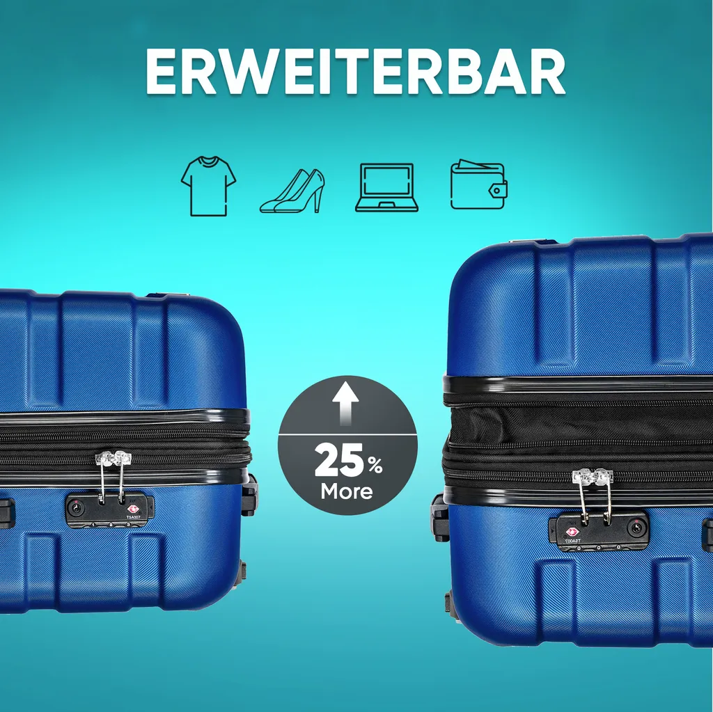 Set valise coque dure ABS avec serrure TSA et 4 roulettes multidirection - 6