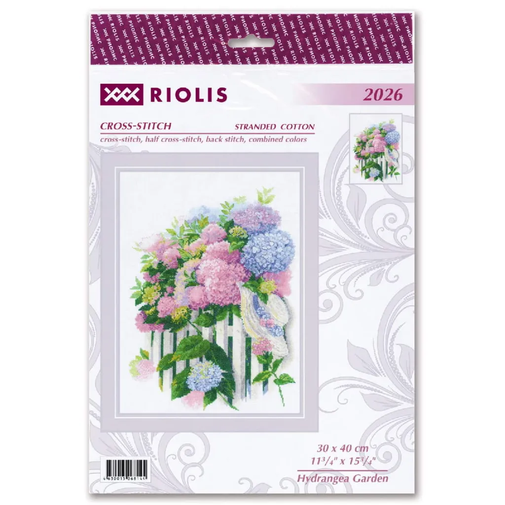 Canevas Point de Croix Compté Hortensia de Jardin 30x40cm par Riolis - 2