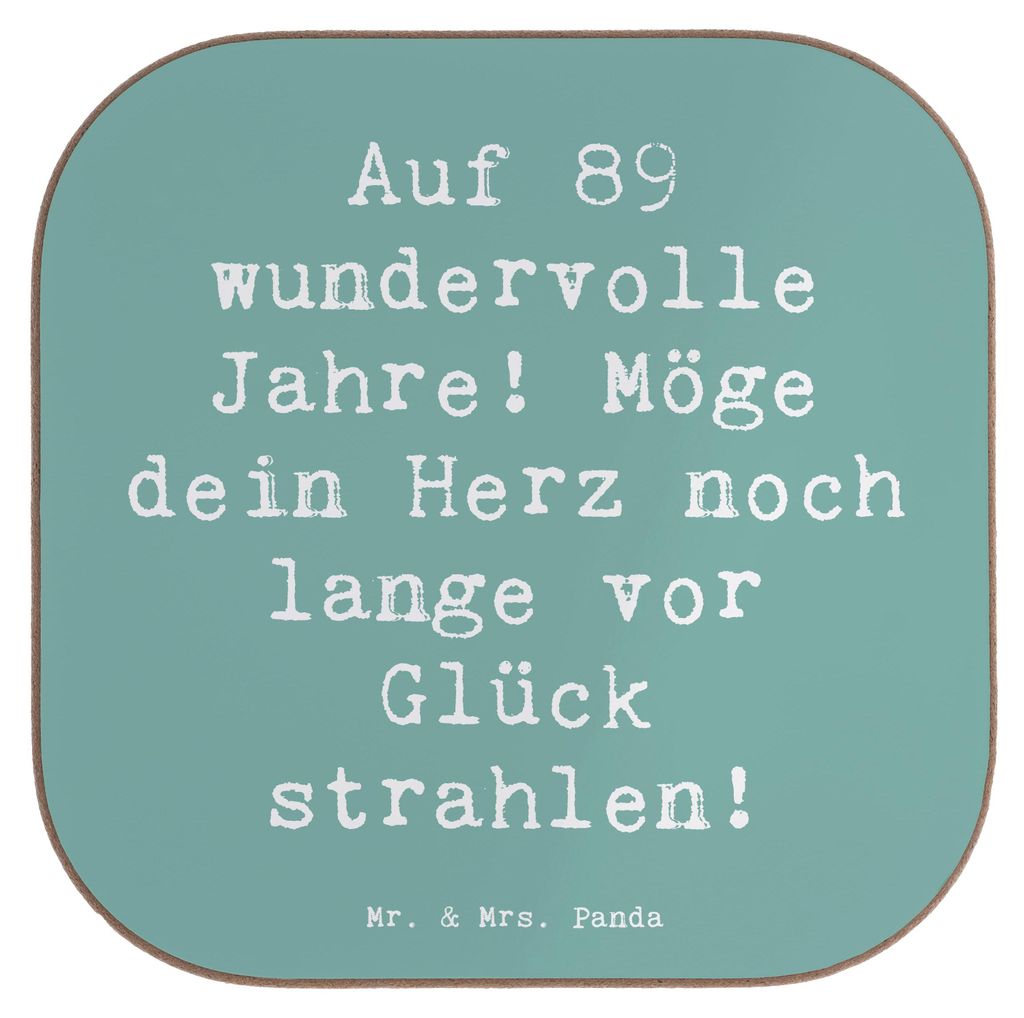 Mr. & Mrs. Panda Untersetzer Glas Spruch 89. Geburtstag - Meeresbrise - Geschenk, Tassen, weinuntersetzer, Dankbarkeit, Meilenstein, Lebensfreude, ...