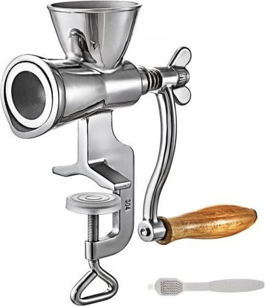 VEVOR Kornmühle Handmühle 304 Edelstahl Getreidemühle Mohnmühle 1,2 kg getreidemühle manuell mit einer Bürste kornmühle getreidemühle