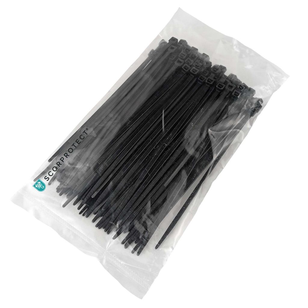 Scorprotect Profi Kabelbinder aus Nylon schwarz 4,8 mm x 300 mm Beutel mit 100 Stück