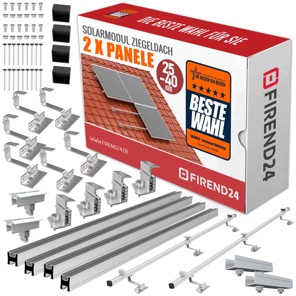 Photovoltaik Solarpanel Halterung 2x Montage Set Ziegeldach Produktbild 1