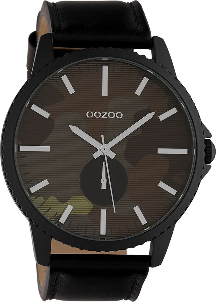 Oozoo Armbanduhr schwarz Leder Timepieces Herren-Damen Analog-Quarzuhr UOC10334