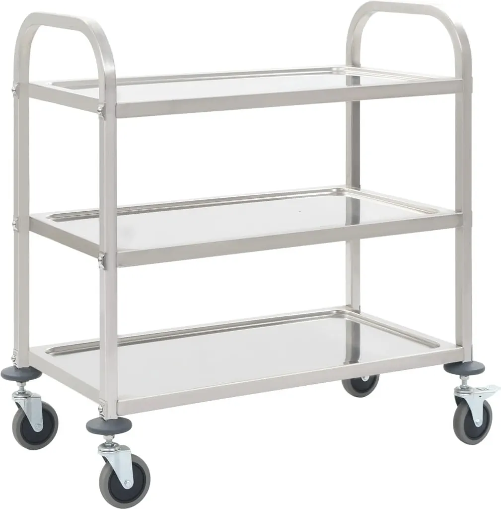 Carrello Inox 3 Piani 95x45 cm | Trasporto Professionale Portata 150kg