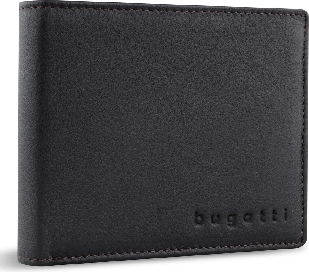 Porte-monnaie Lima bugatti en Cuir RFID Marron Foncé avec Grand Rabat