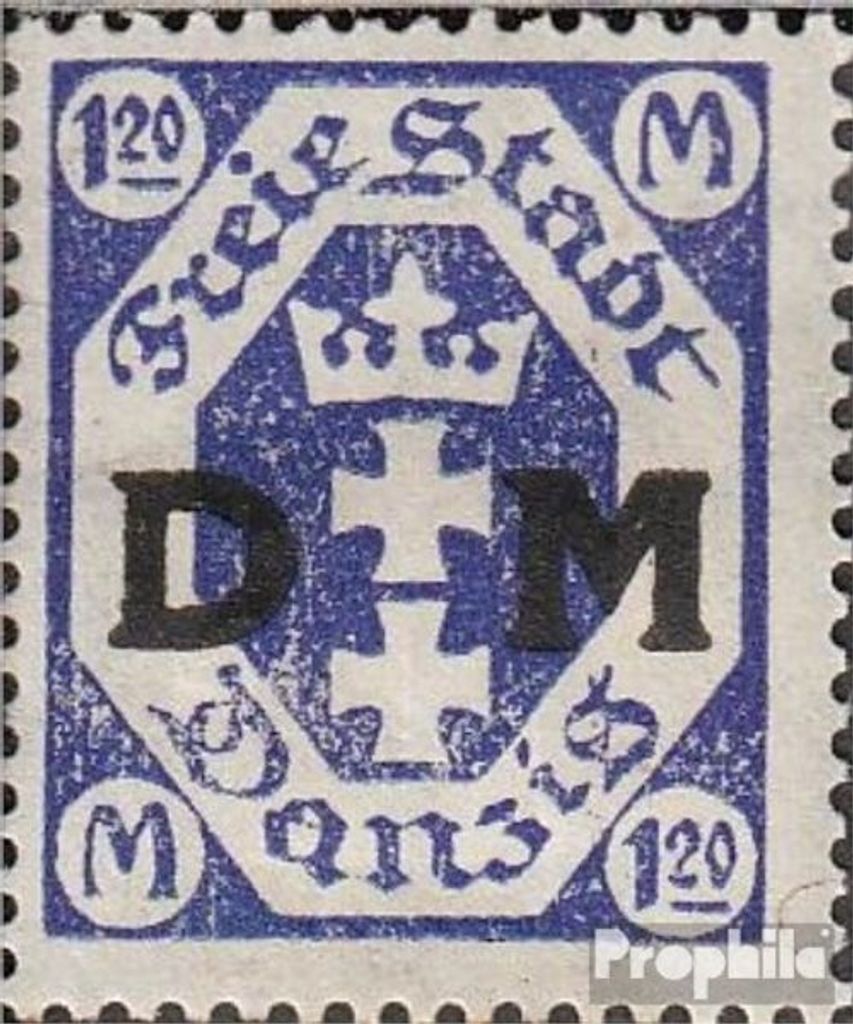 Briefmarken Danzig 1921 Mi D12F, ohne Rosettenunterdruck mit Falz Dienstmarke