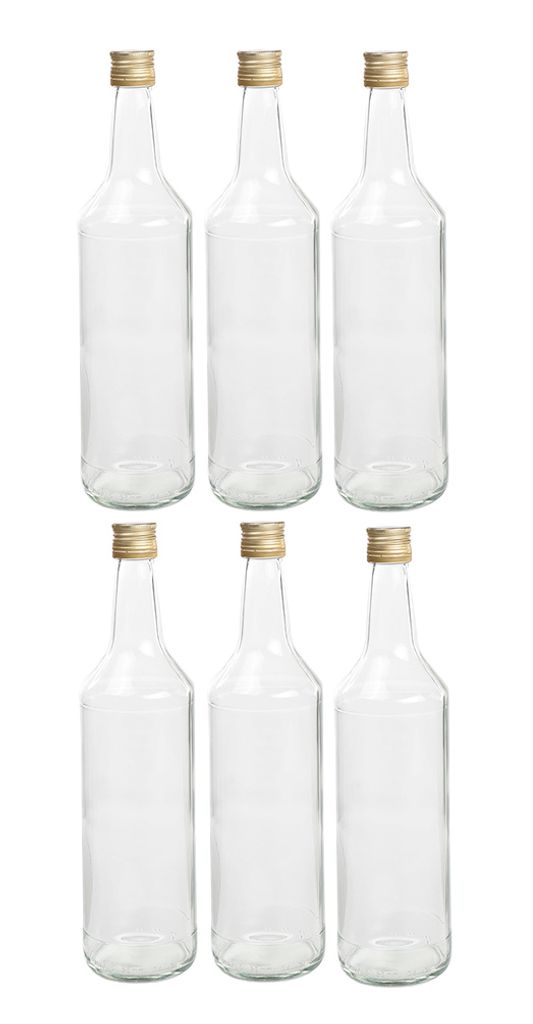 6 x Glasflasche á 1000ml mit Schraubverschluss - leere Produktbild 