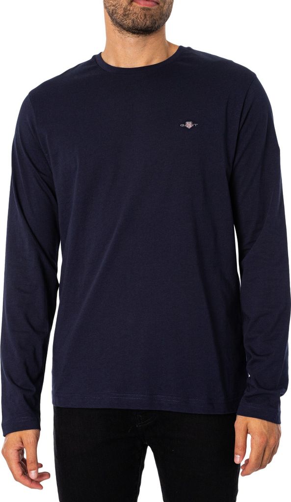 GANT Regular Shield Langarm-T-Shirt, Blau S