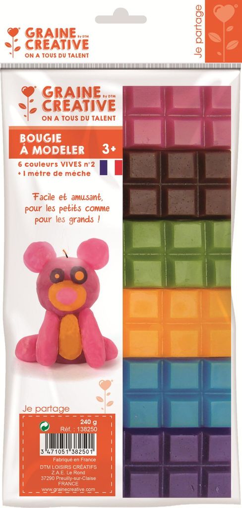 Graine Creative Knetwachs-Set - Kerzen selber machen 240 gr mehrfarbig
