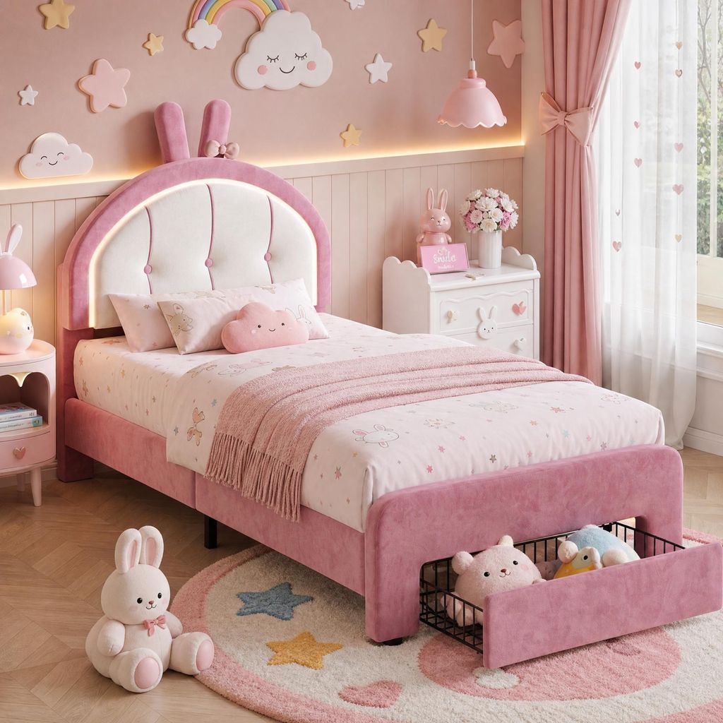 Lit bébé INONEFT, modèle matelas 90x200 cm, avec tête de Image du produit 