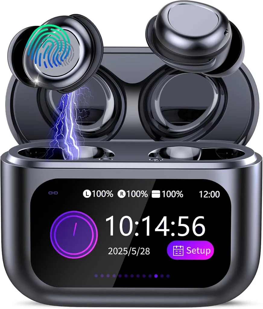 In-Ear-Kopfhörer mit Touchscreen, 48H Spielzeit Mini Kopfhörer mit HiFi Sound/5 EQ-Modi/ENC Noise Cancelling, Wireless Ohrhörer für Seitenschläfer