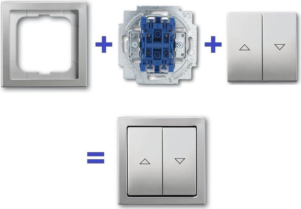 Busch Jäger Set Jalousieschalter 2000/4 US Pfeil auf/ab - PUR Edelstahl 2000/4US