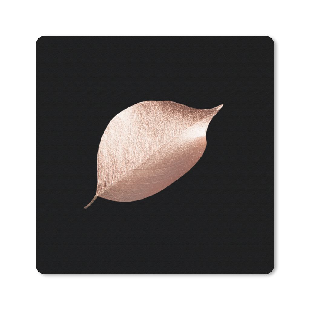 MuchoWow Mauspad Mousepad Gold - Rosa - Blatt 20x20 cm - Mousepads - Maus Mat - Pad - Mausunterlage - Desk Mat - Bureauartikeln