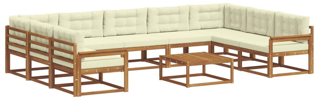 vidaXL Outdoor-Sofagarnitur mit Kissen 10 pcs Natur und Creme