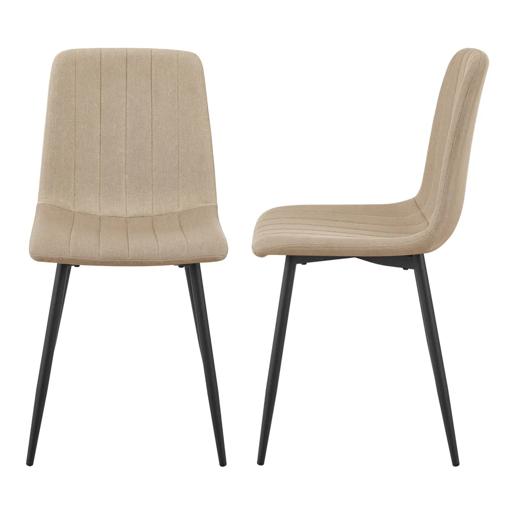 Lot de 2 chaises design Elsern en tissu marron clair pour séjour moderne