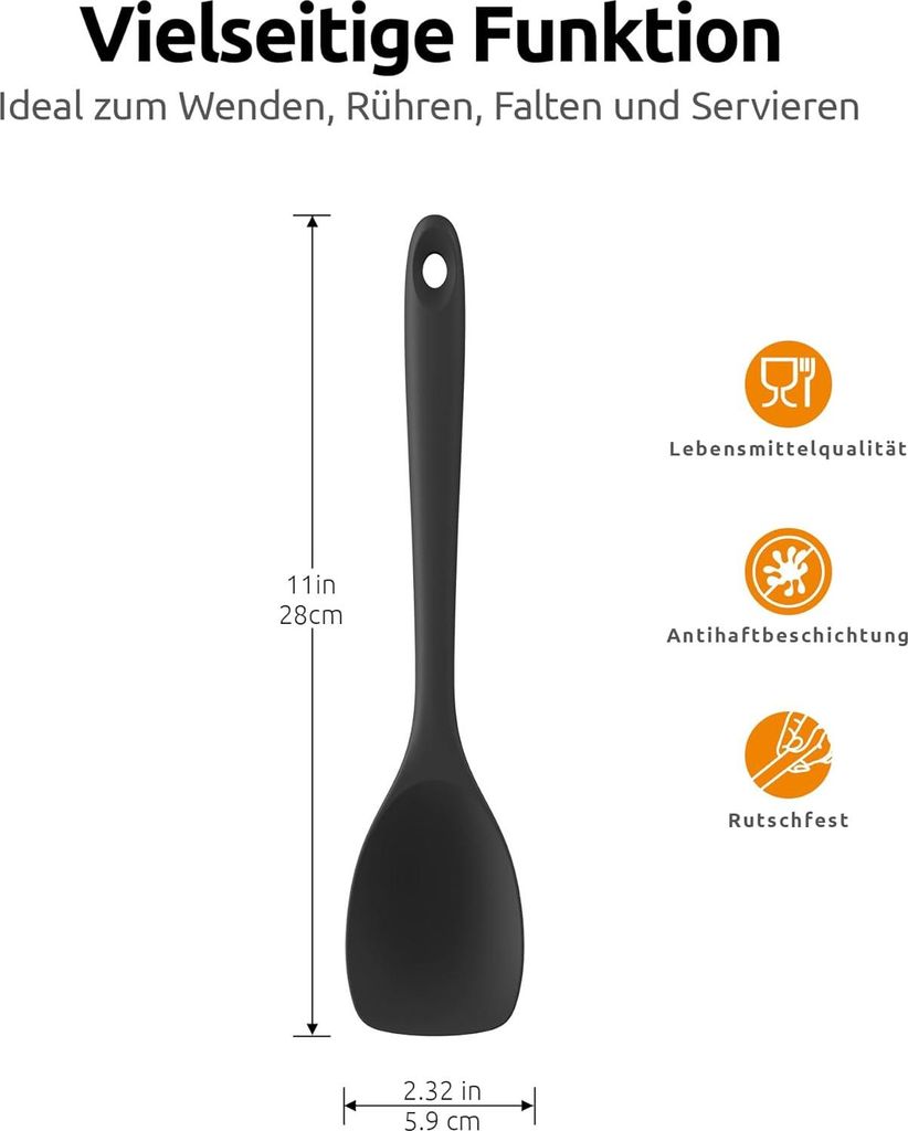 Silikonspatel: hitzebest?ndiger flexibler nahtloser Kochl?ffel, Antihaft Kš¹chen Teigschaber mit breiter Schaufelform zum Wenden Rš¹hren Mische...
