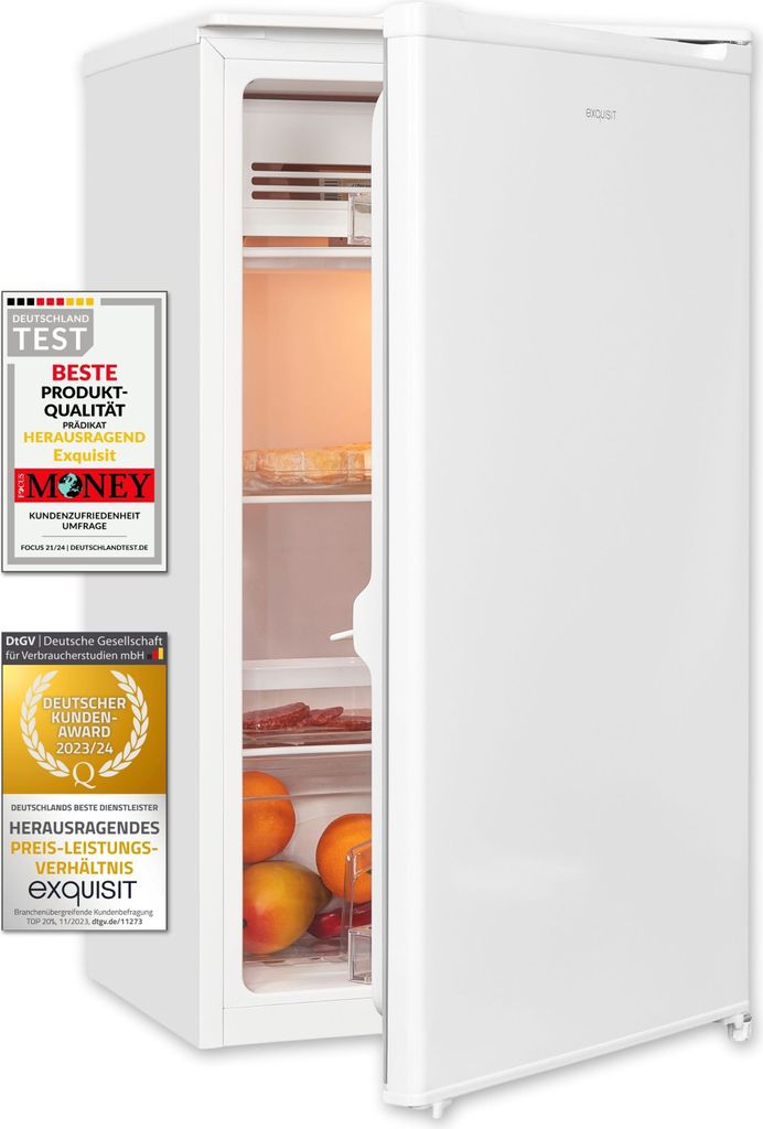 Exquisit Kühlschrank mit Gefrierfach, 0-Grad-Zone, 90 Liter, 50 cm Breite, KS116-0-041E weiss