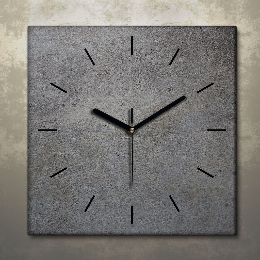 Wohnzimmer Leinwand Uhr Geräuschlos Küche 30x30 Beton, Motive, Struktur, Textur, schwarze Zeiger