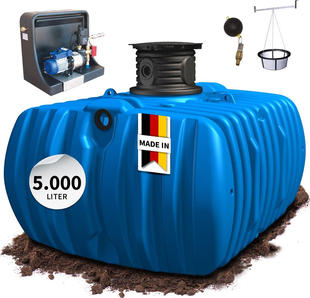 4rain FLAT L Flachtank-Paket 5000 Liter Haus-Premium