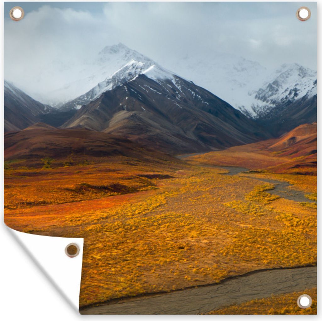 MuchoWow 50x50 cm Outdoor-Poster Gartendeko Sichtschutz Garten Poster für den Garten Tundra im Herbst