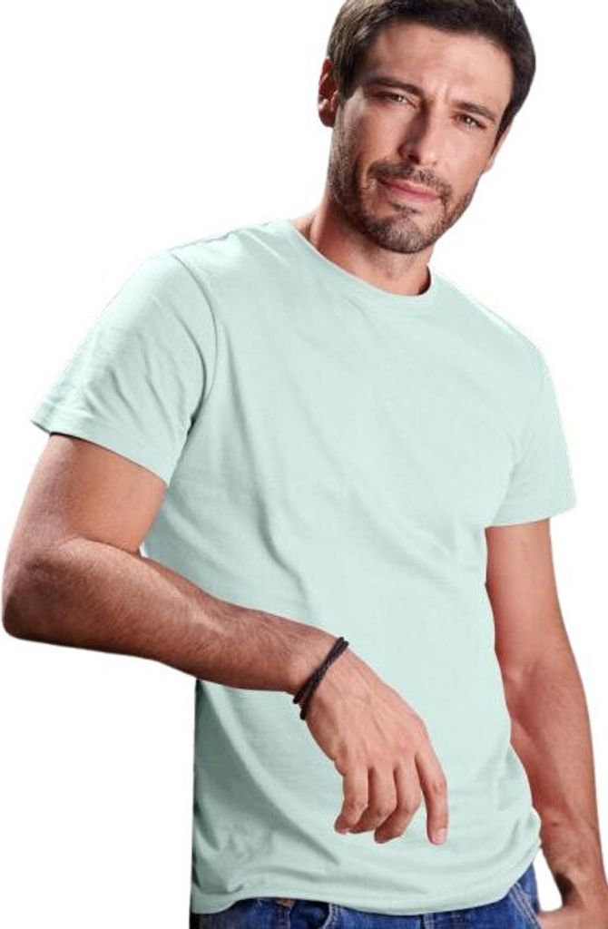Herren-Baumwoll-T-Shirt, einfarbig, 100% Baumwolle, 160 g/m2, Farbe eisgrün, Größe S