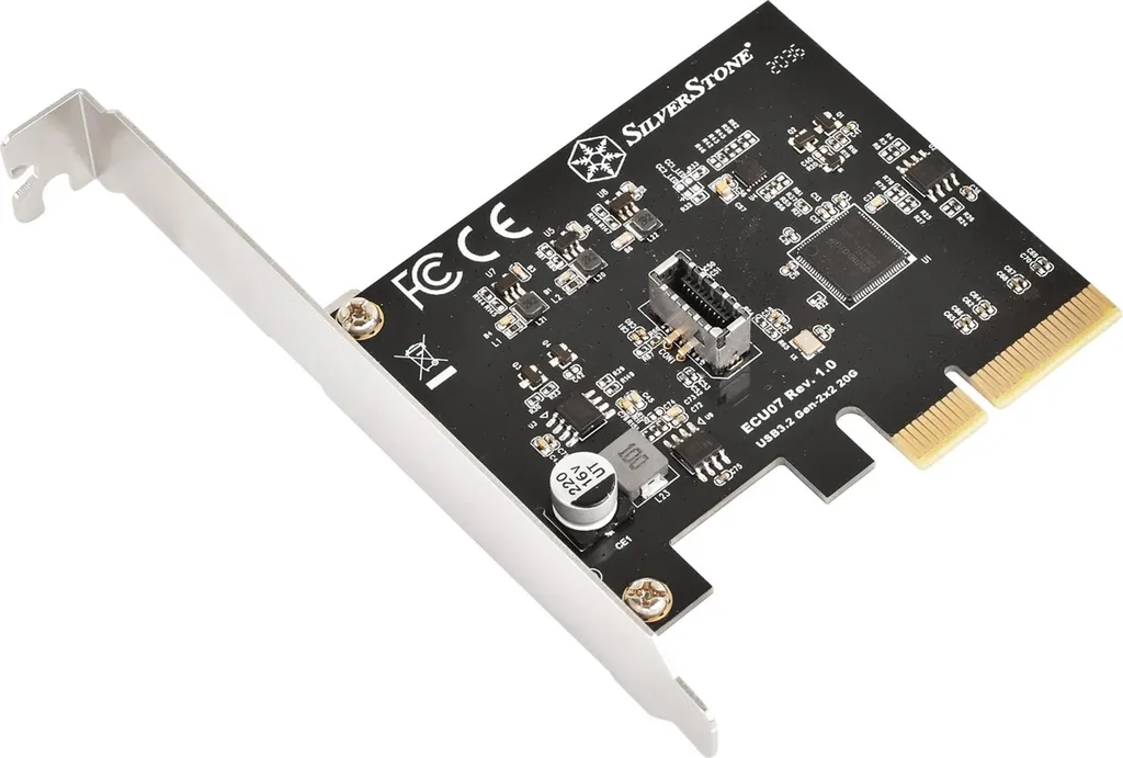 SilverStone ECU07 Carte PCIe vers USB 3.2 Gen 2x2 20Gbps Type-C Robuste