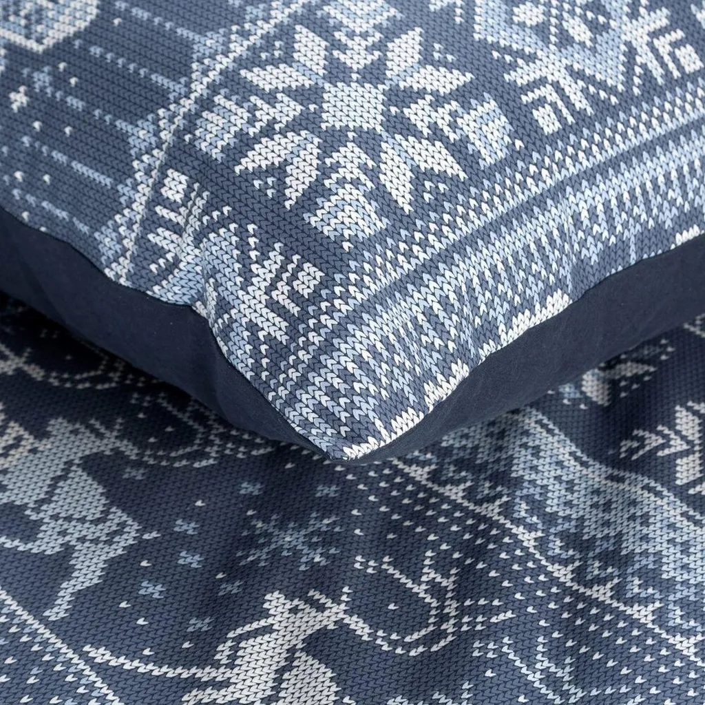EUROFIRANY | Biancheria da letto natalizia - set da letto - cotone - 160 x 200 cm - bianco blu - motivi natalizi - 5