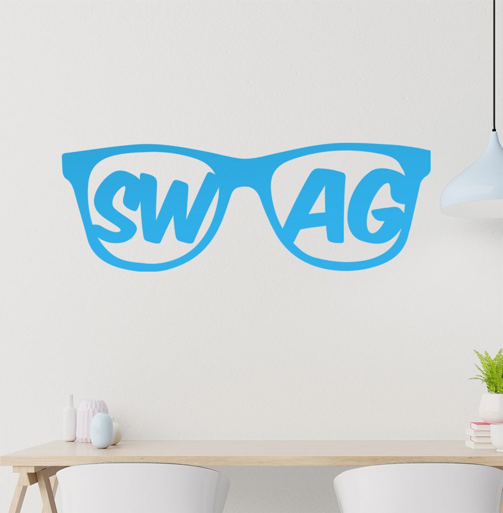 Swag Brille Wandtattoo in 6 Größen - Wandaufkleber Wall Sticker - Dekoration, Küche, Wohnzimmer, Schlafzimmer, Badezimmer