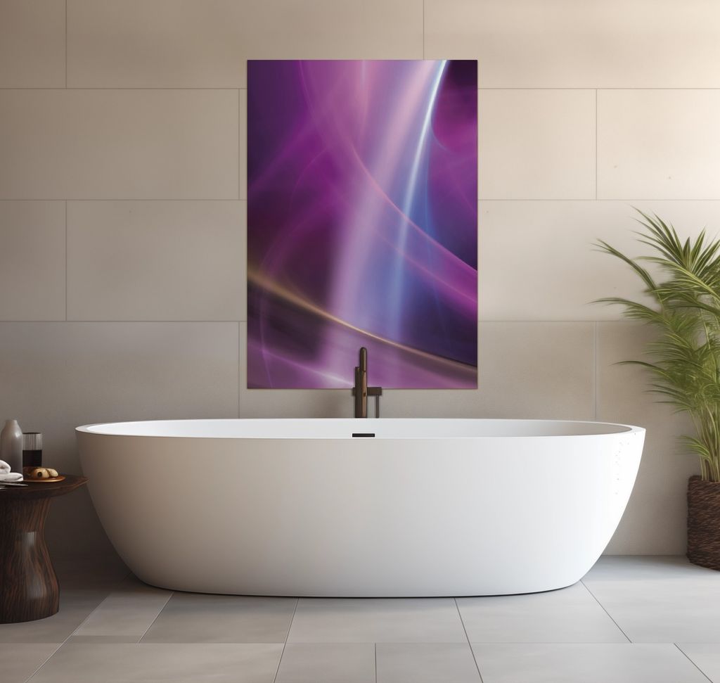 Wallario wasserfestes Poster selbstklebend 70 x 100 cm, Abstraktes Muster in violett lila pink schwarz, Badezimmerposter Spritzschutz mit Hochglanz...