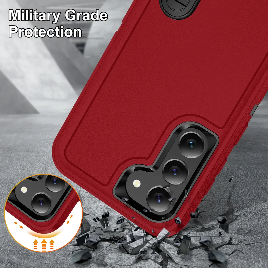 Cover Rugged Samsung Galaxy S23 Rossa - Triplo Strato con Cavalletto - 7