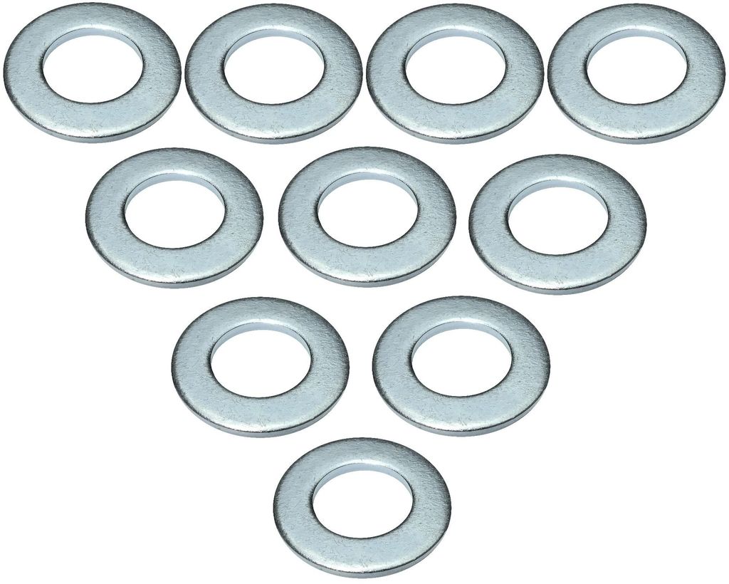 Satz mit 10 flachen Ringen, breiter, M8 Ø16 mm H 1,5 mm, verzinkter Stahl, DIN 125, für Holzkonstruktionen