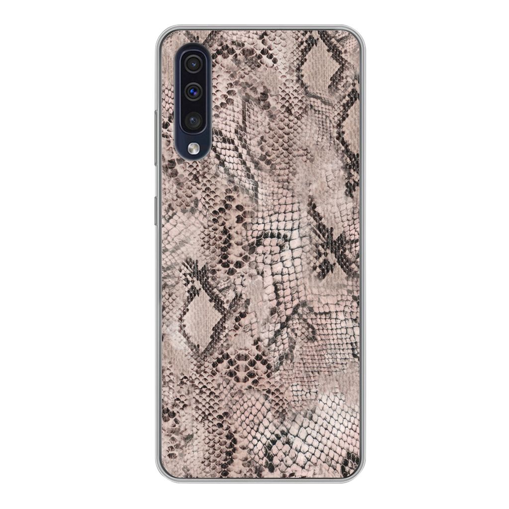 MuchoWow Handyhülle Schutzhülle Hülle für Samsung Galaxy A50 Tiermuster - Grau - Schwarz Silikon Softcase Handy Hülle - Mobiltelefonhülle