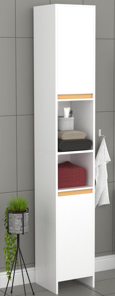 VCM Holz Badezimmerschrank | Badmöbel | Badschrank | Hochschrank | Maße ca. H. 189 x B. 30 x T. 30 cm - Malira