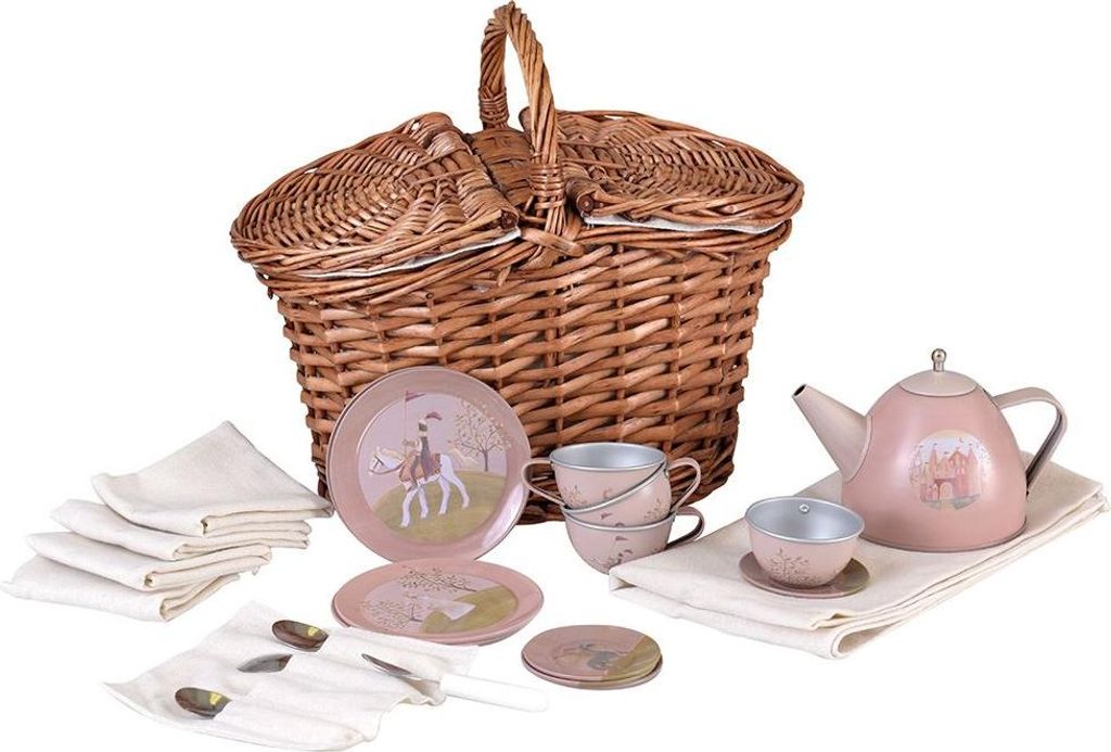 Egmont Toys Teeset Prinzessin - Spielzeug Geschirr im Korb 26x16x22 cm