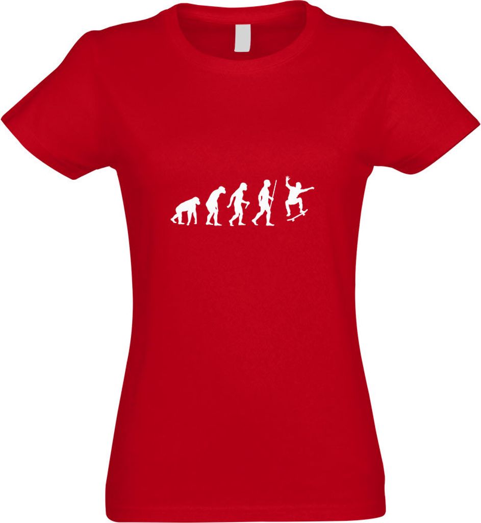 Kiwistar - T-Shirt tailliert - Damen - rot - Skateboard Skaten Evolution - mit Motiv Bedruckt - Funshirt Design - Sport - Freizeit - Damen - M