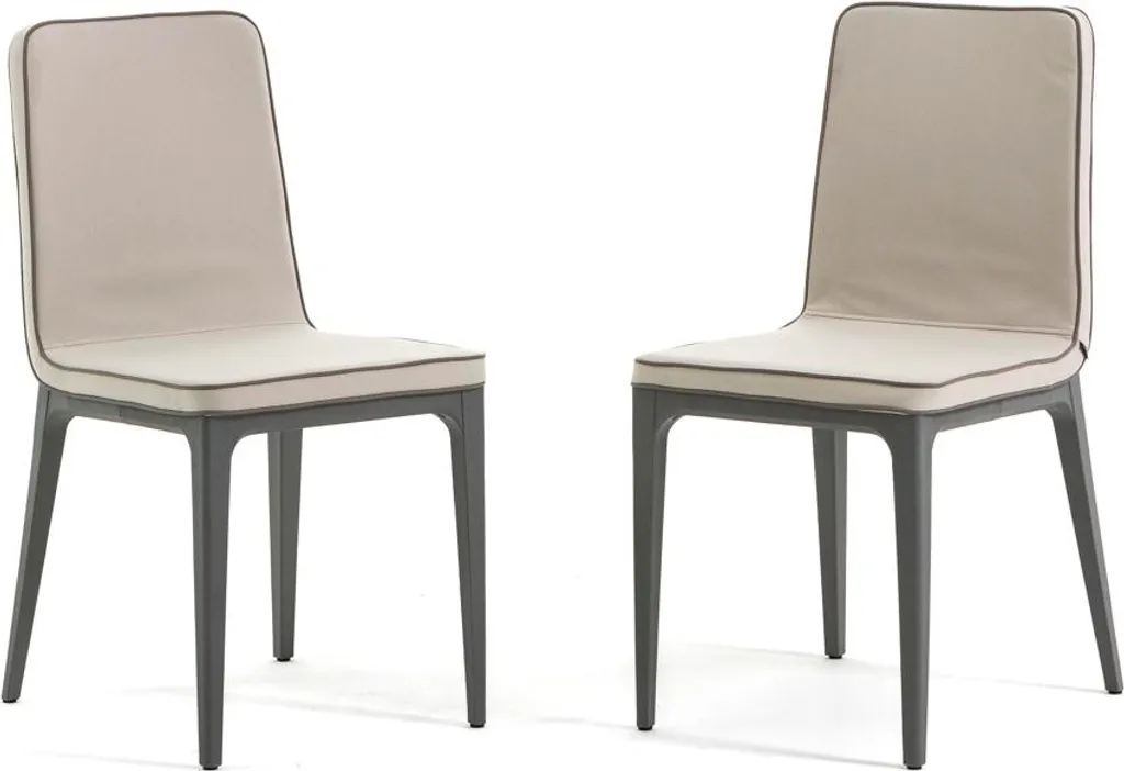 Lot de 2 chaises MINA en tissu gris glacé et résine renforcée robuste