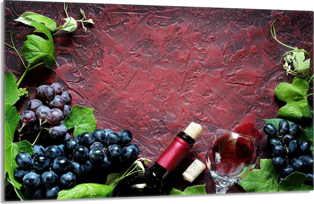 Copripiastra 80x52cm in Vetro Temperato Tema Vino - Paraspruzzi Cucina