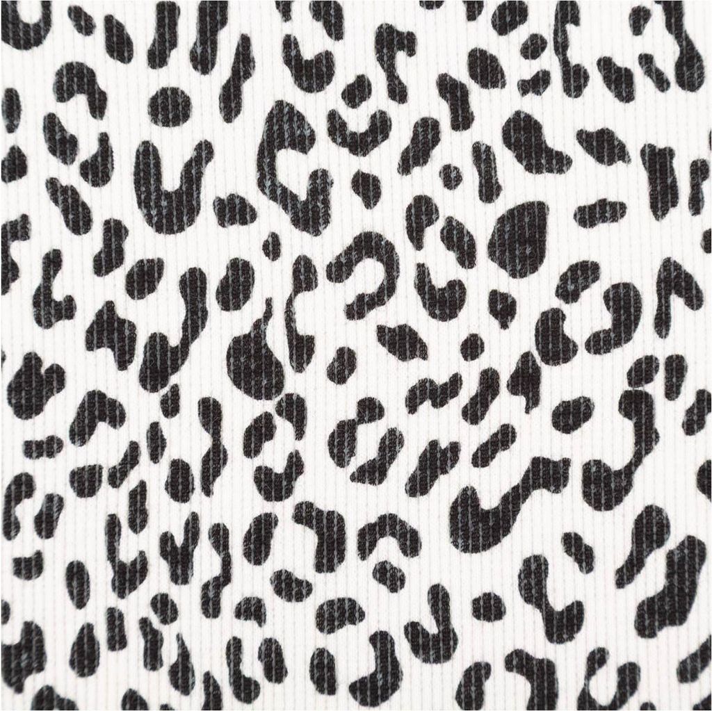 Jersey Stoff Rippjersey Baumwolle Leo beige schwarz 1,20m Breite