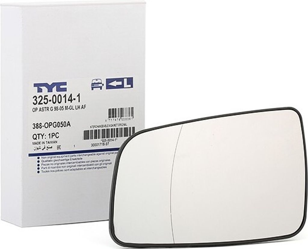 TYC 325-0014-1 Spiegelglas, Außenspiegel OE 09130901 kompatibel mit Astra G