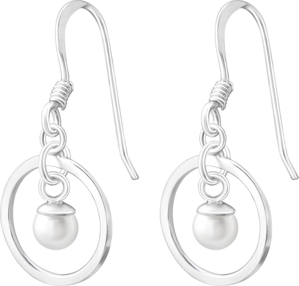 925 Sterling Silber Ohrhaken Kreisohrringe mit synthetischer Perle