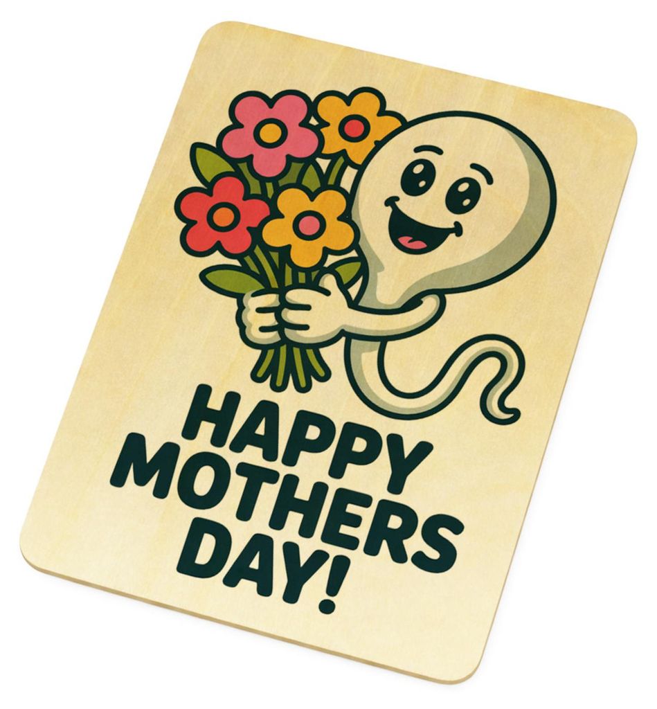 Spermium Happy Mothers Day Postkarte aus Holz