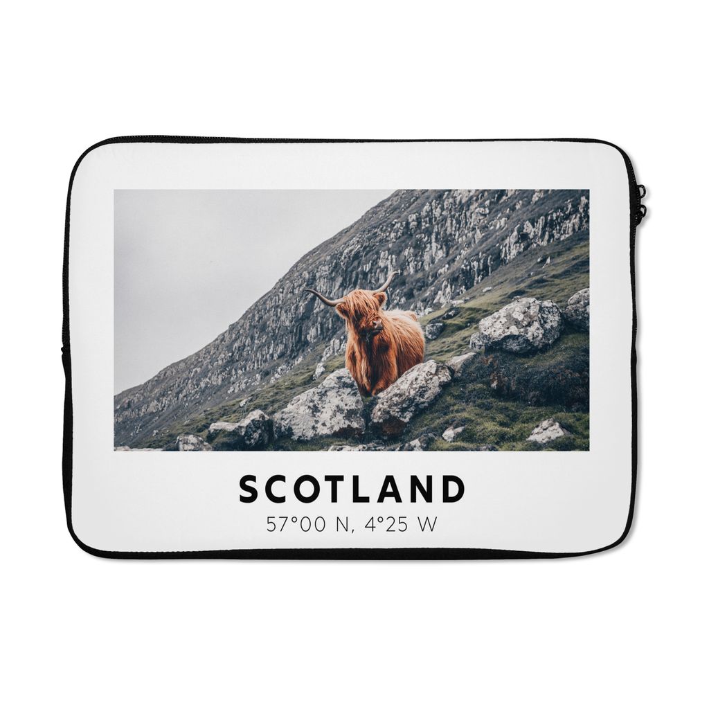 MuchoWow Laptop Hülle 14 ZollSchottland - Schottische Highlander - Berge - Tiere Laptoptasche - Laptoptasche - Stoßsicher - Schutzhaube