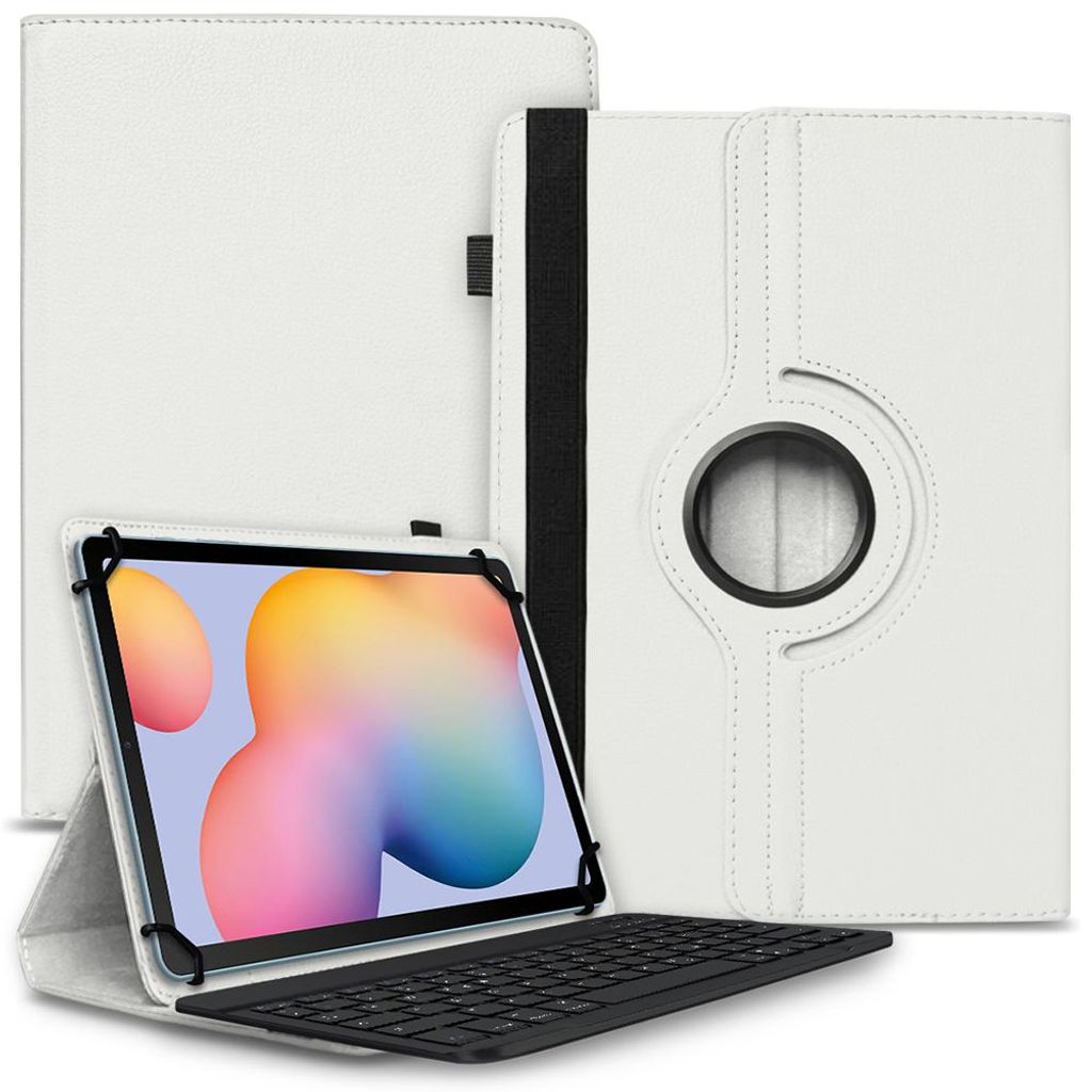Tablet Tasche Tastatur für Samsung Galaxy Tab S11 S10 S9 FE Hülle Schutzhülle BluetoothFarbe Uni 360 Taschen:Weiß